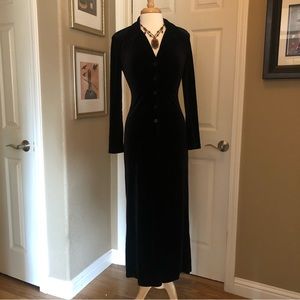 Georgette Black Velvet Coat Long, Premium Velvet Medium
